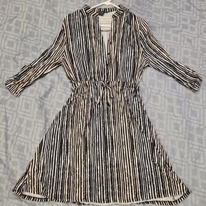 Robert Louis Black and White Striped Long Sleeve Dress